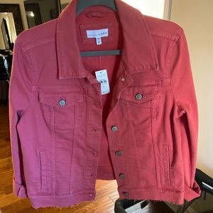 Loft coral/pink jean jacket size M NWT